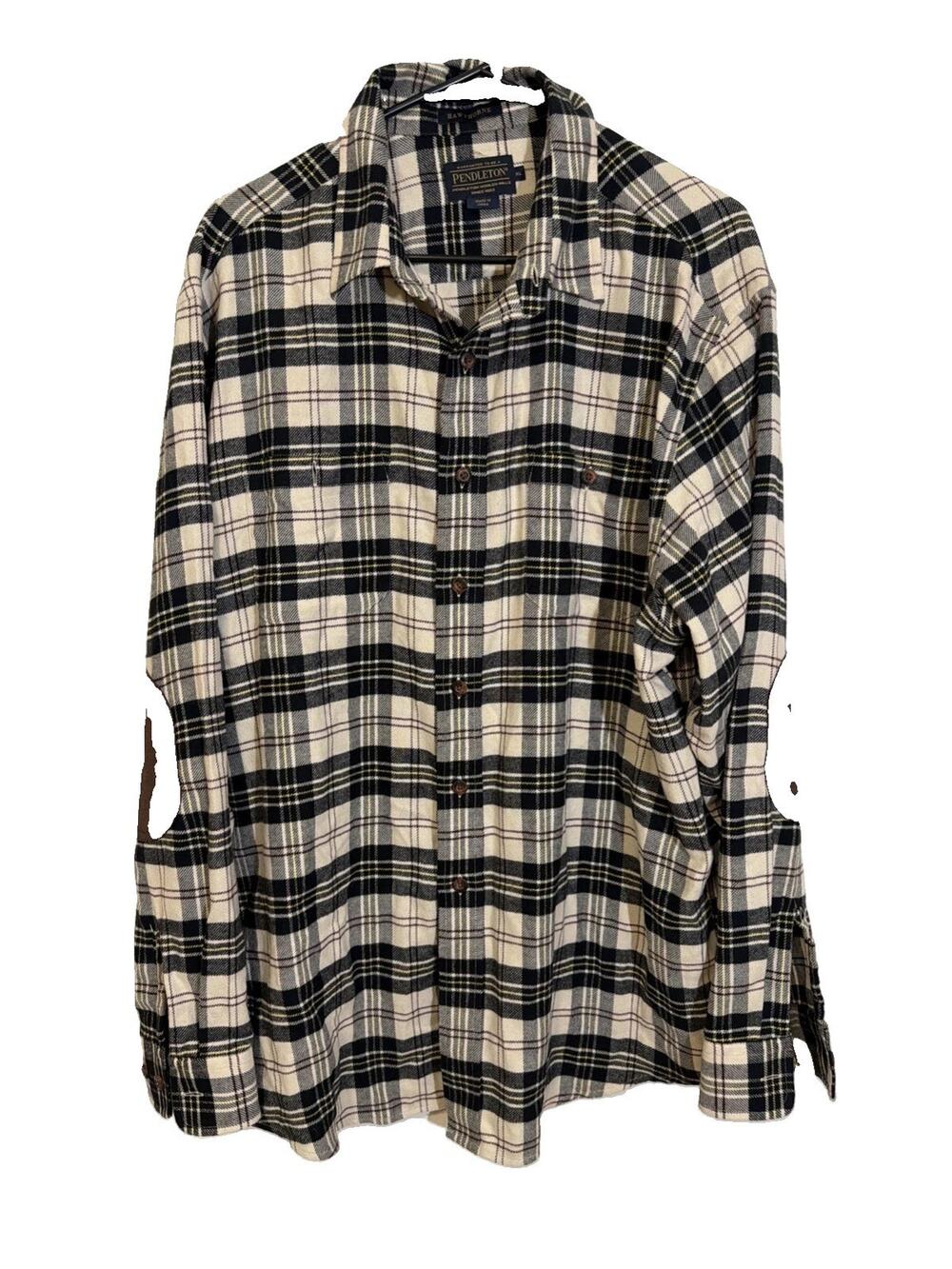 Pendleton Hawthorne lightweight Flannel Shirt Men XL elbow patches